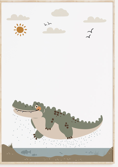 Jungle krokodil kinderkamer poster