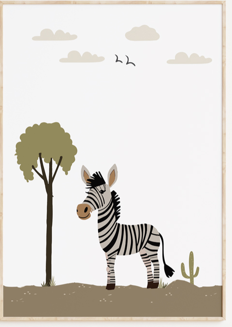 Jungle Zebra Poster Kinderkamer
