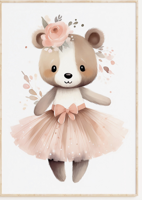 Ballerina beer kinderkamer poster
