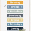Zeewereld dagen van de week kinderposter