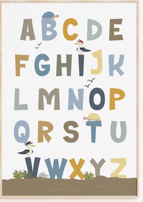 Zeewereld alfabet kinderkamer poster
