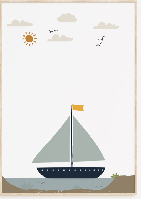 Zeilboot kinderkamer poster
