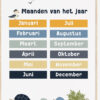 Zeewereld Maanden van het jaar kinderkamer poster